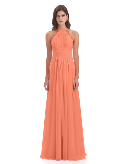 Adilynn Sheath Halter Lace Bridesmaid Dresses