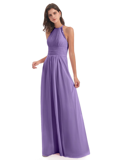 Adilynn Sheath Halter Lace Bridesmaid Dresses