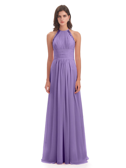 Adilynn Sheath Halter Lace Bridesmaid Dresses