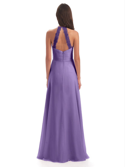 Adilynn Sheath Halter Lace Bridesmaid Dresses