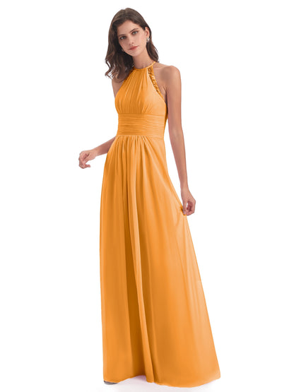 Adilynn Sheath Halter Lace Bridesmaid Dresses