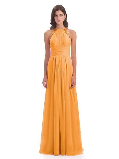 Adilynn Sheath Halter Lace Bridesmaid Dresses