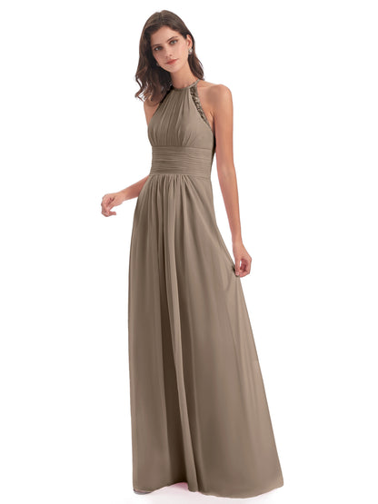 Adilynn Sheath Halter Lace Bridesmaid Dresses