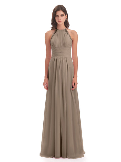 Adilynn Sheath Halter Lace Bridesmaid Dresses