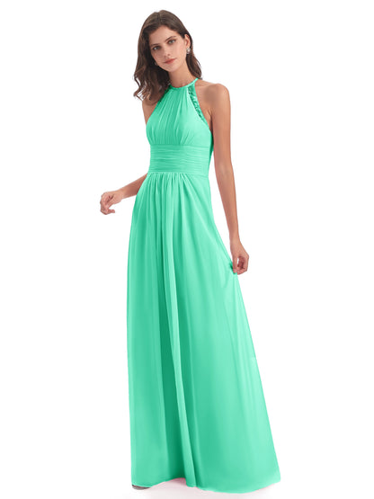 Adilynn Sheath Halter Lace Bridesmaid Dresses