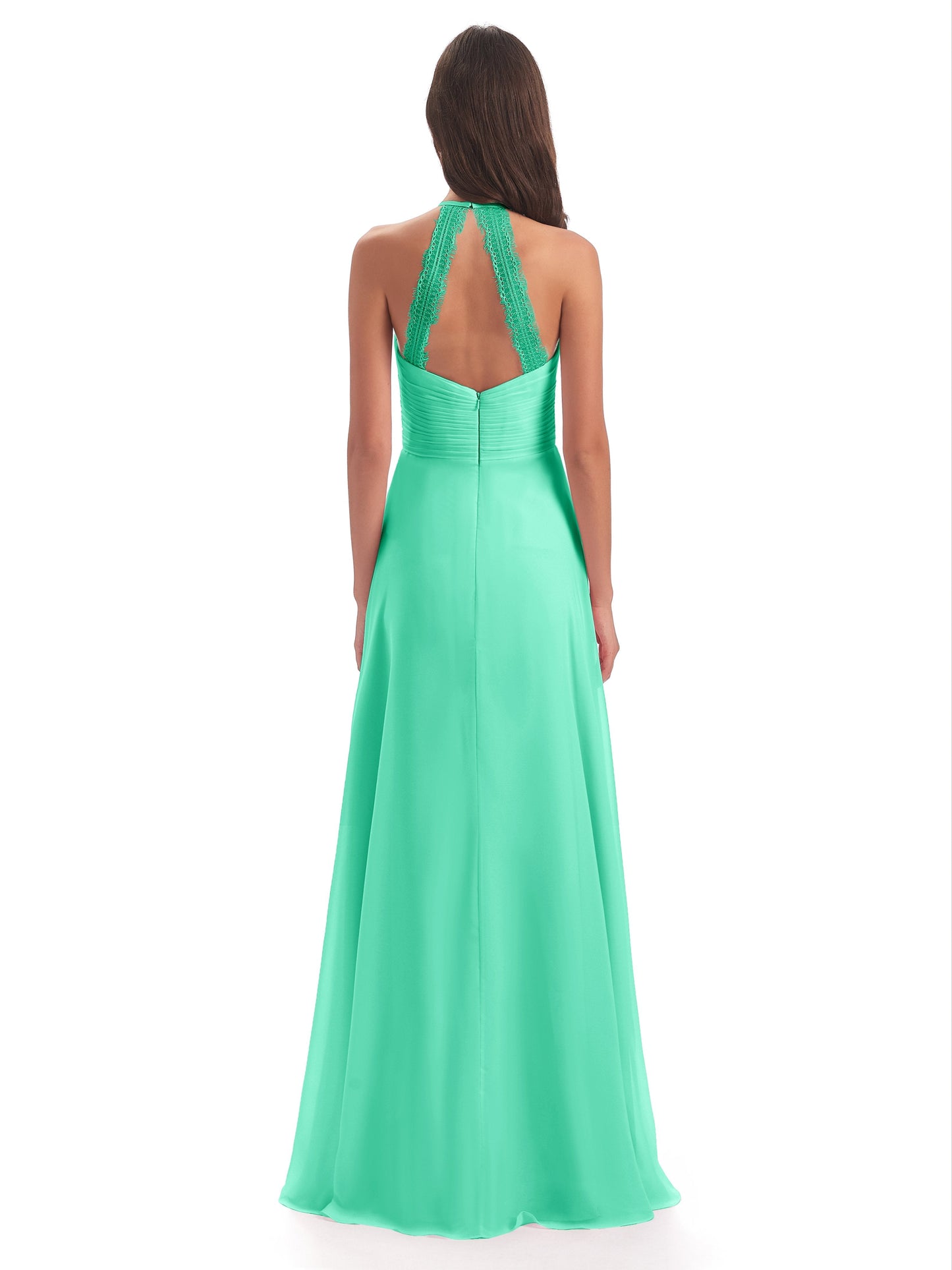 Adilynn Sheath Halter Lace Bridesmaid Dresses
