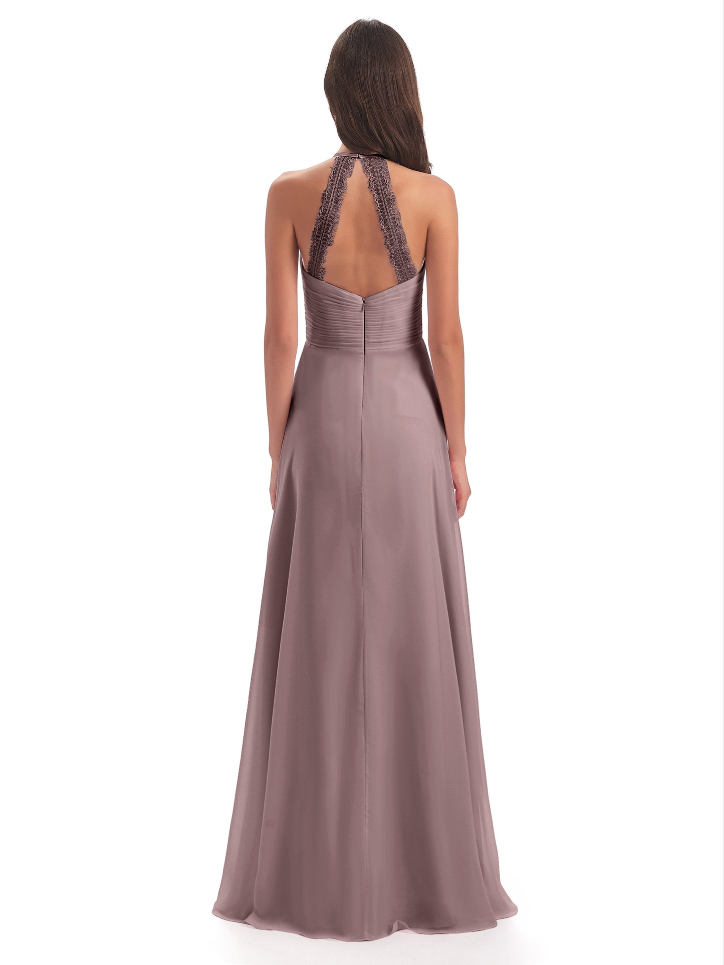 Adilynn Sheath Halter Lace Bridesmaid Dresses