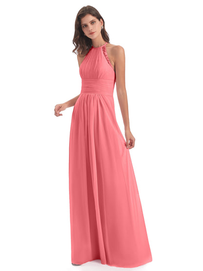 Adilynn Sheath Halter Lace Bridesmaid Dresses