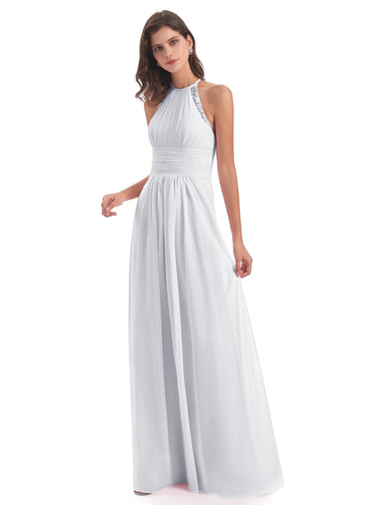 Adilynn Sheath Halter Lace Bridesmaid Dresses