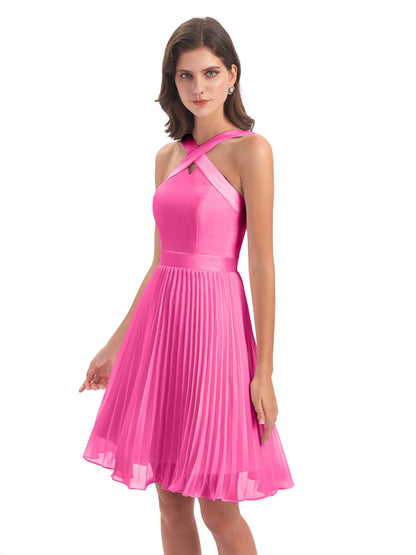 Alora Halter Chiffon Short Bridesmaid Dresses