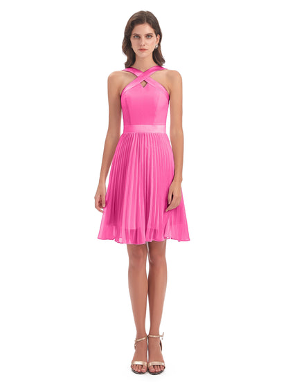 Alora Halter Chiffon Short Bridesmaid Dresses