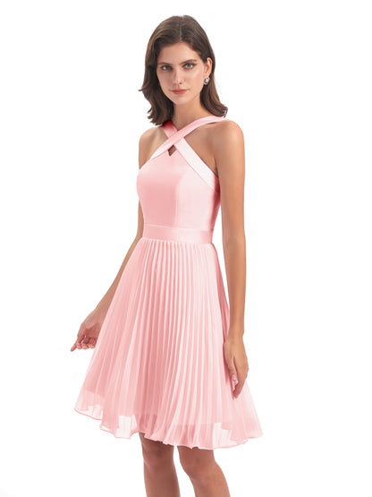 Alora Halter Chiffon Short Bridesmaid Dresses