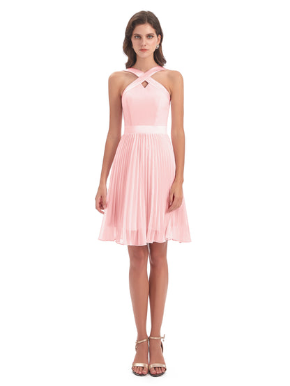 Alora Halter Chiffon Short Bridesmaid Dresses