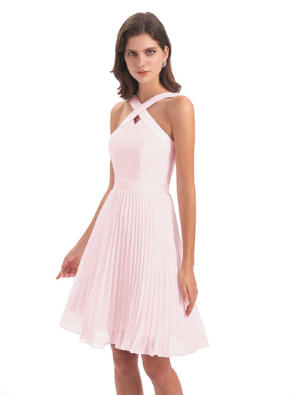 Alora Halter Chiffon Short Bridesmaid Dresses