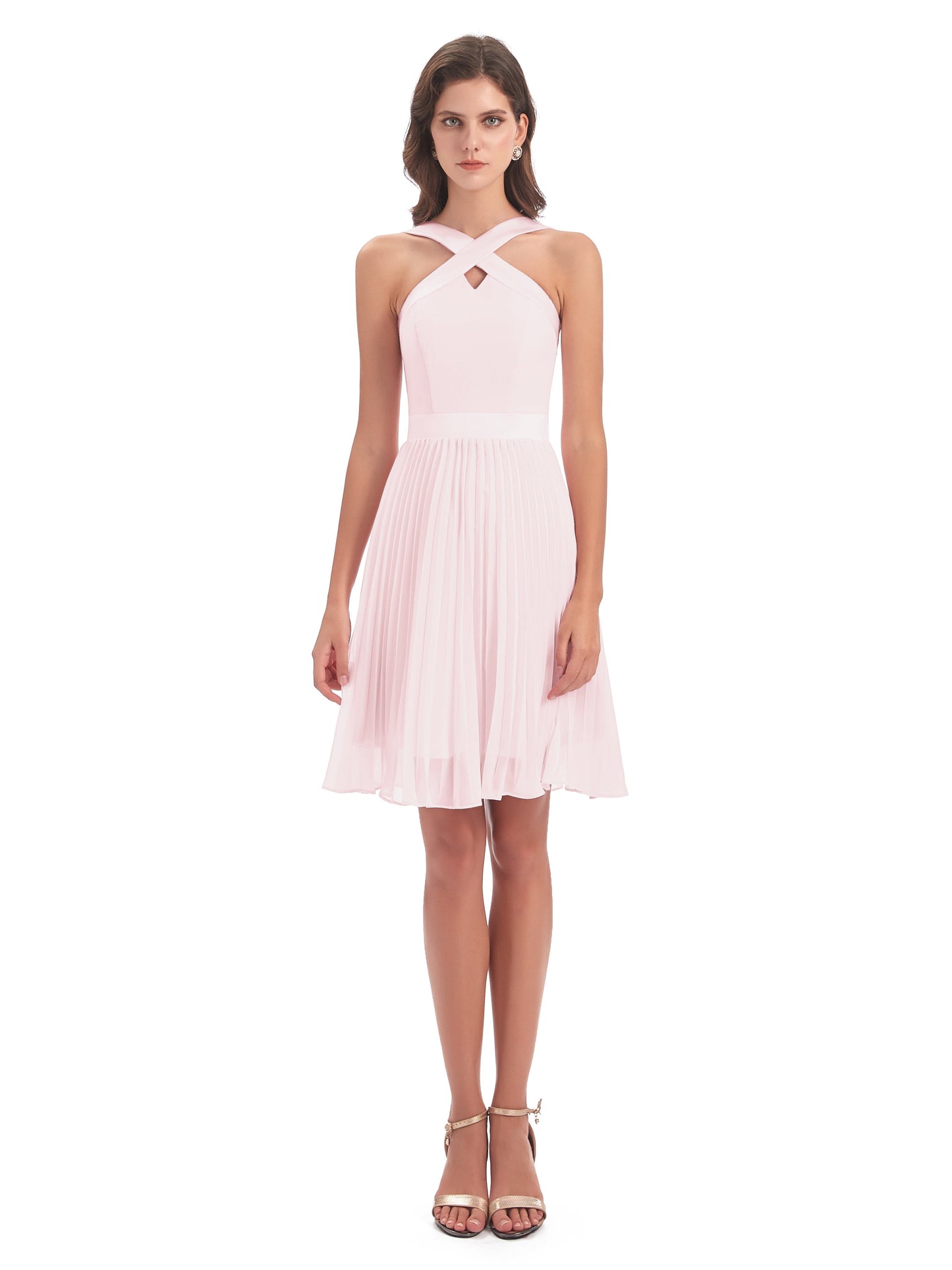 Alora Halter Chiffon Short Bridesmaid Dresses