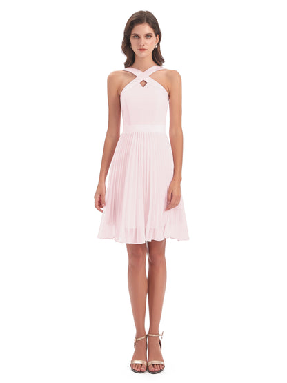Alora Halter Chiffon Short Bridesmaid Dresses