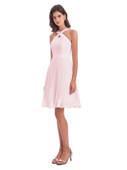 Alora Halter Chiffon Short Bridesmaid Dresses