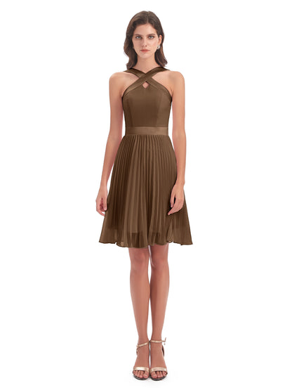 Alora Halter Chiffon Short Bridesmaid Dresses