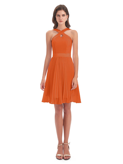 Alora Halter Chiffon Short Bridesmaid Dresses