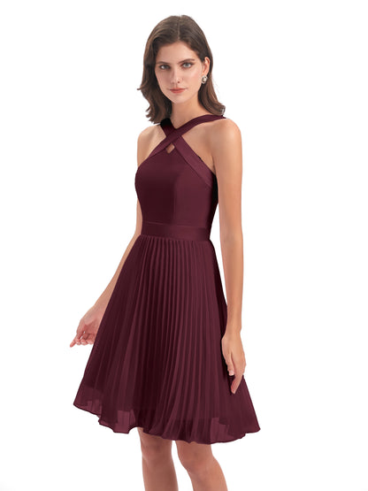 Alora Halter Chiffon Short Bridesmaid Dresses