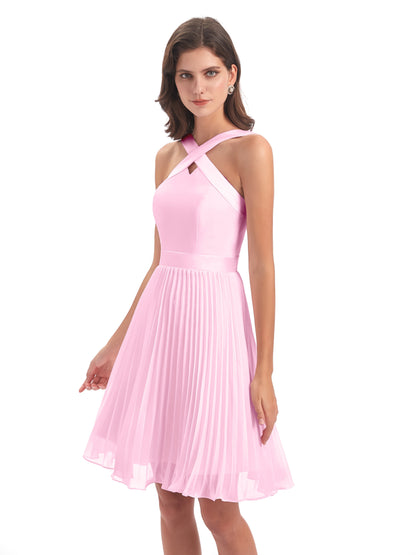Alora Halter Chiffon Short Bridesmaid Dresses
