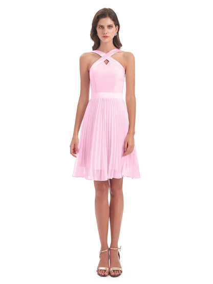 Alora Halter Chiffon Short Bridesmaid Dresses