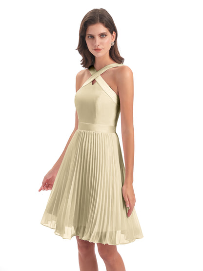 Alora Halter Chiffon Short Bridesmaid Dresses