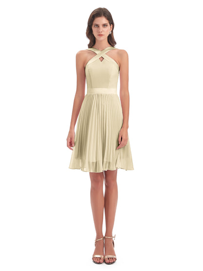 Alora Halter Chiffon Short Bridesmaid Dresses