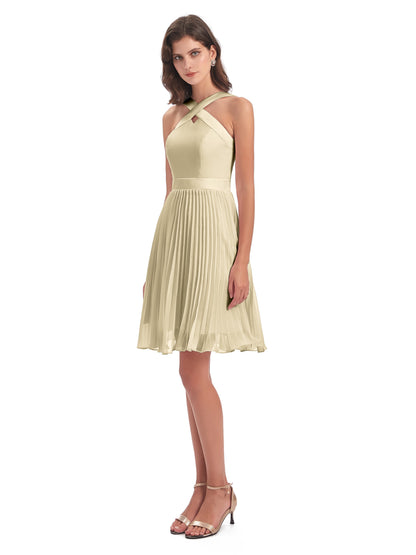Alora Halter Chiffon Short Bridesmaid Dresses