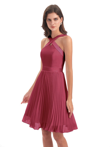 Alora Halter Chiffon Short Bridesmaid Dresses