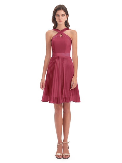 Alora Halter Chiffon Short Bridesmaid Dresses