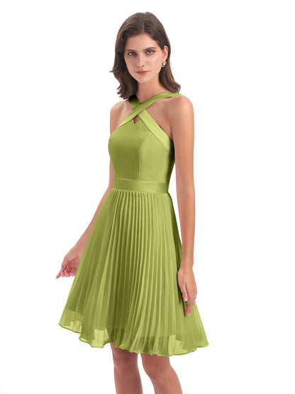 Alora Halter Chiffon Short Bridesmaid Dresses
