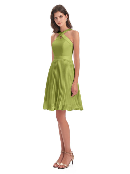 Alora Halter Chiffon Short Bridesmaid Dresses