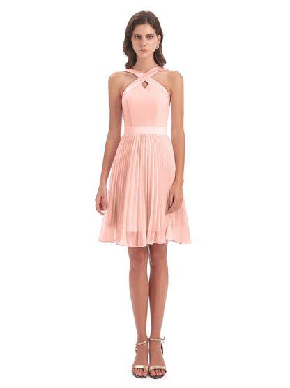 Alora Halter Chiffon Short Bridesmaid Dresses