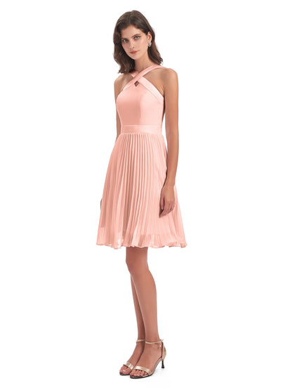 Alora Halter Chiffon Short Bridesmaid Dresses