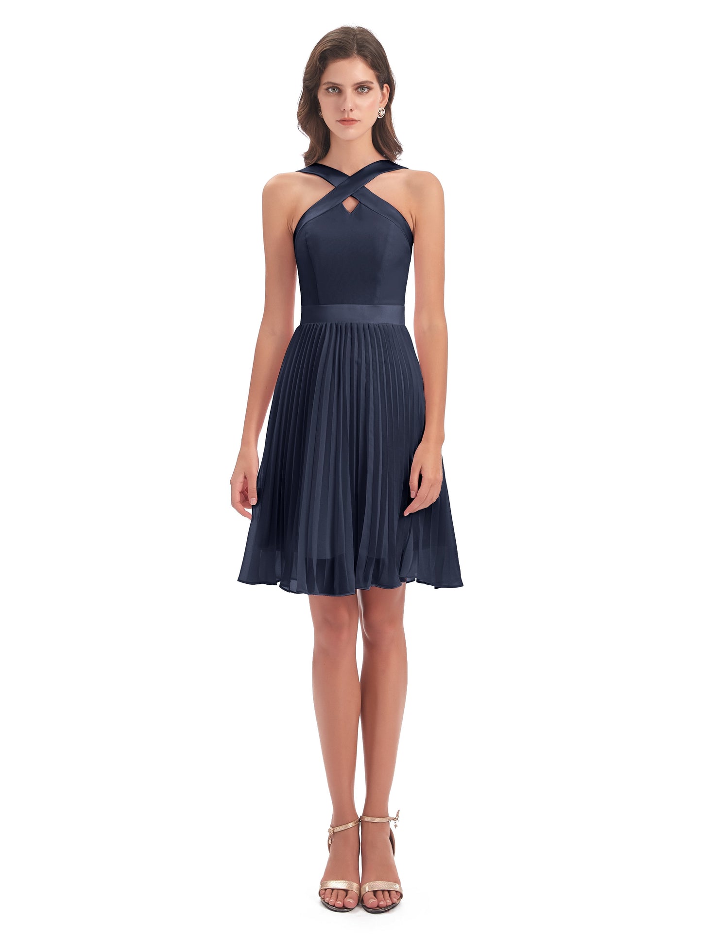 Alora Halter Chiffon Short Bridesmaid Dresses