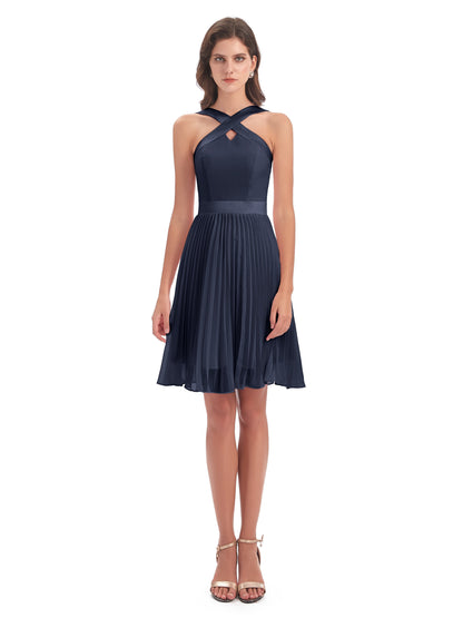 Alora Halter Chiffon Short Bridesmaid Dresses