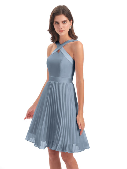 Alora Halter Chiffon Short Bridesmaid Dresses