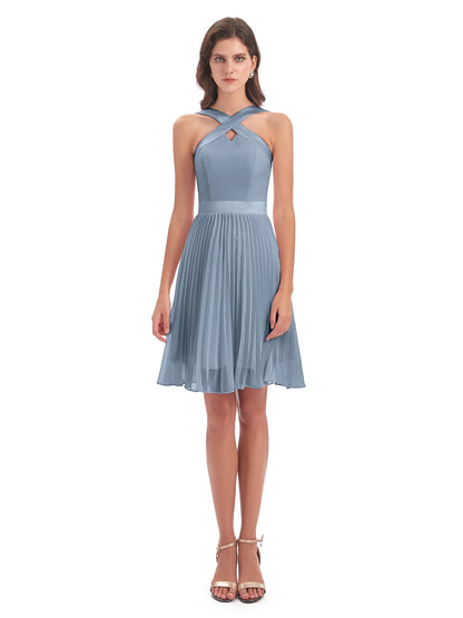 Alora Halter Chiffon Short Bridesmaid Dresses