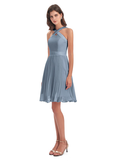 Alora Halter Chiffon Short Bridesmaid Dresses