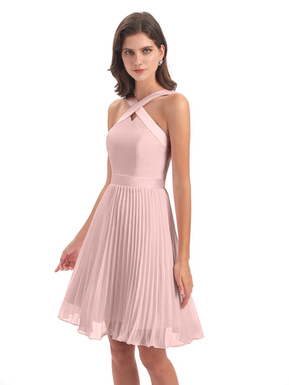Alora Halter Chiffon Short Bridesmaid Dresses
