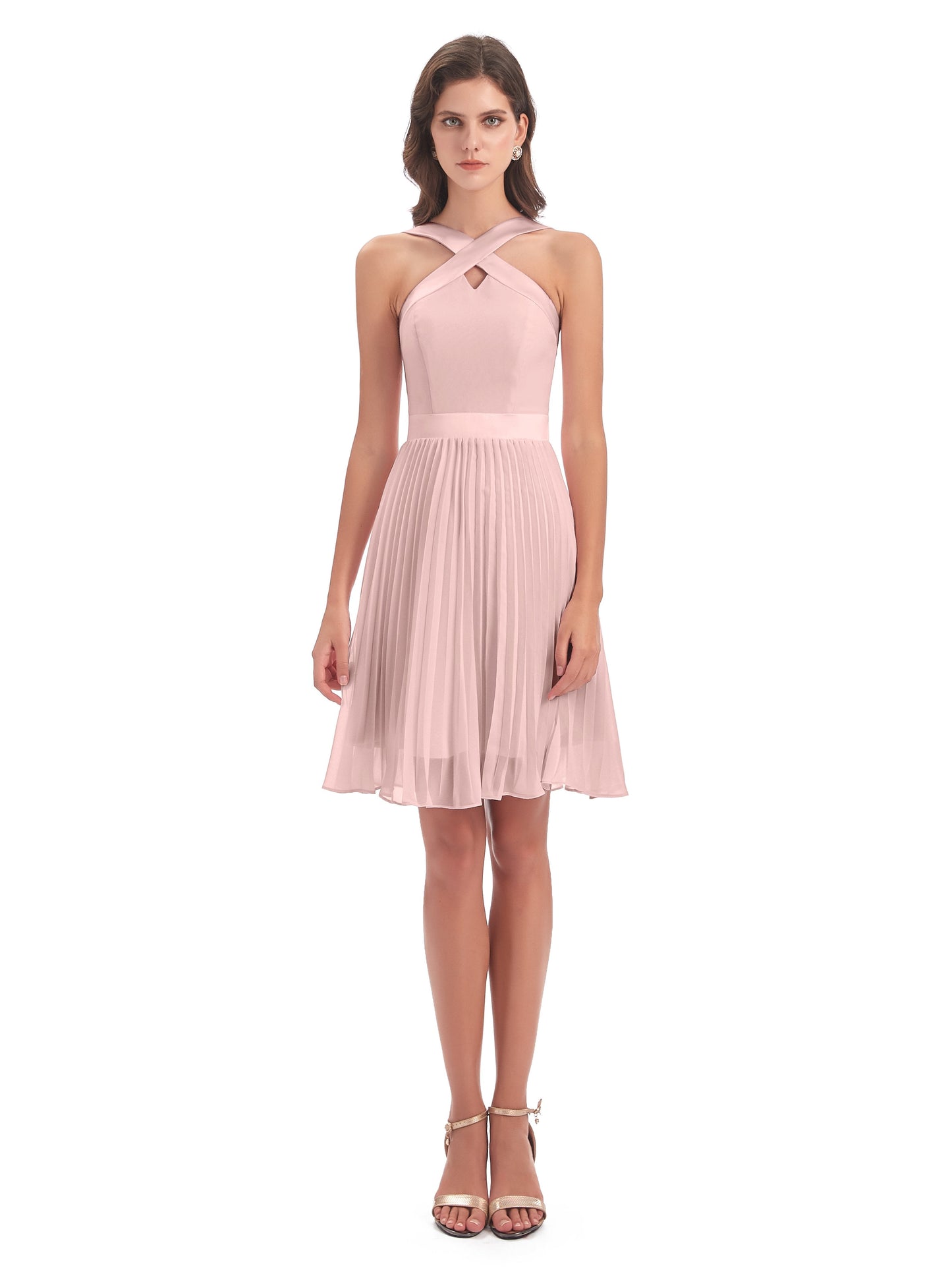 Alora Halter Chiffon Short Bridesmaid Dresses