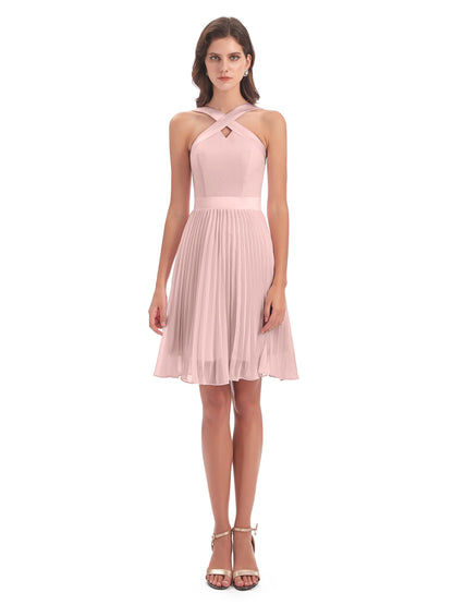 Alora Halter Chiffon Short Bridesmaid Dresses