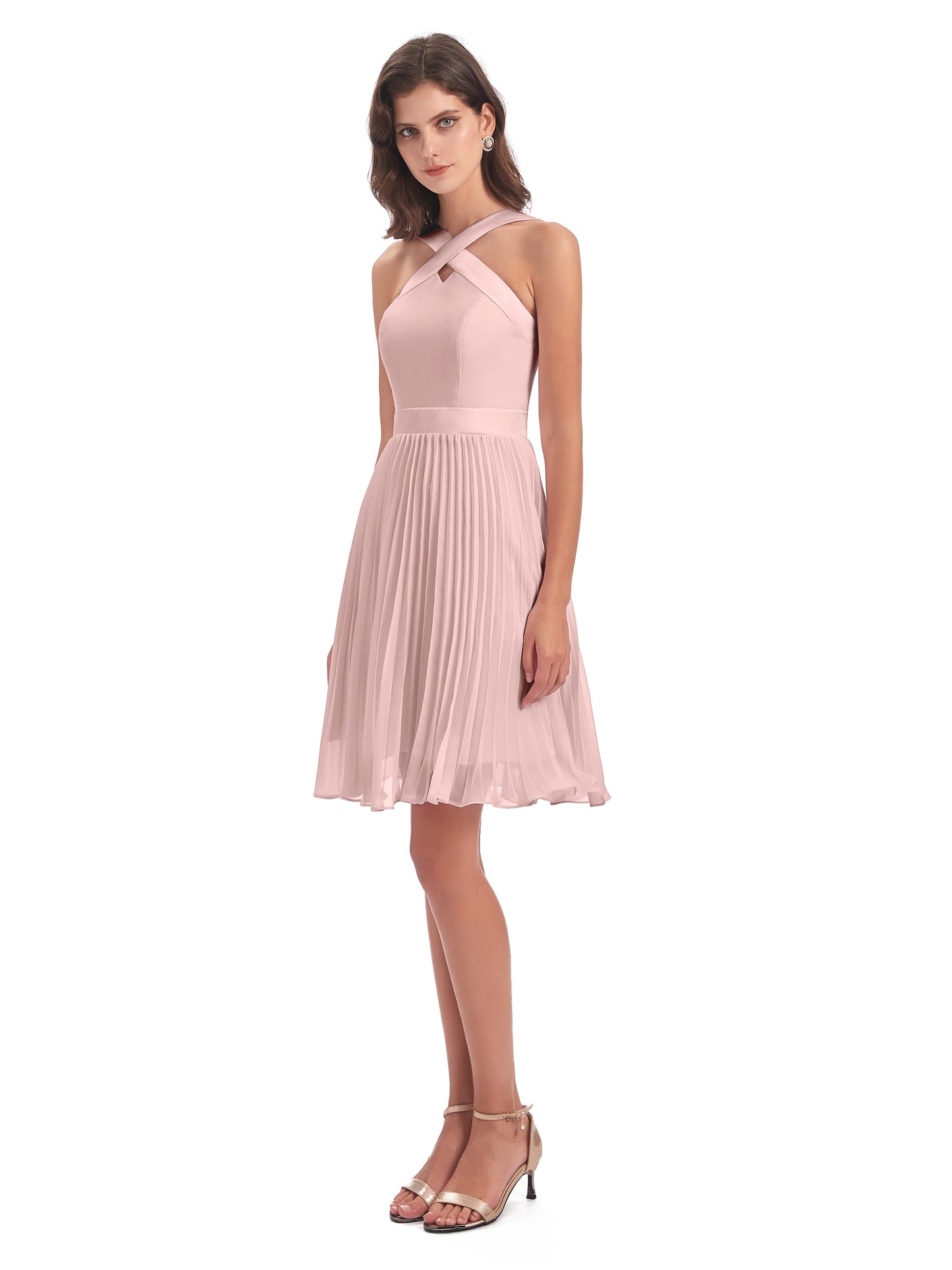 Alora Halter Chiffon Short Bridesmaid Dresses