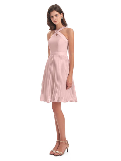 Alora Halter Chiffon Short Bridesmaid Dresses