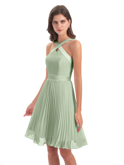 Alora Halter Chiffon Short Bridesmaid Dresses