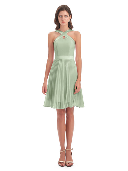 Alora Halter Chiffon Short Bridesmaid Dresses