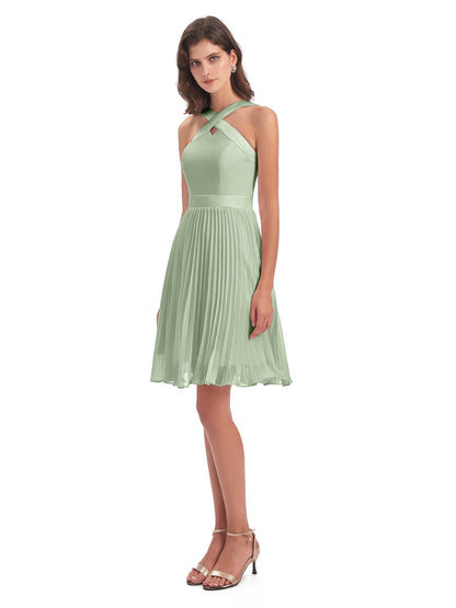 Alora Halter Chiffon Short Bridesmaid Dresses