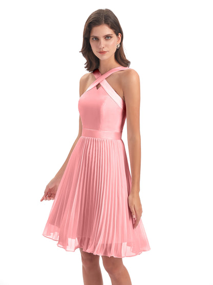 Alora Halter Chiffon Short Bridesmaid Dresses