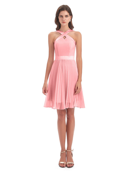 Alora Halter Chiffon Short Bridesmaid Dresses